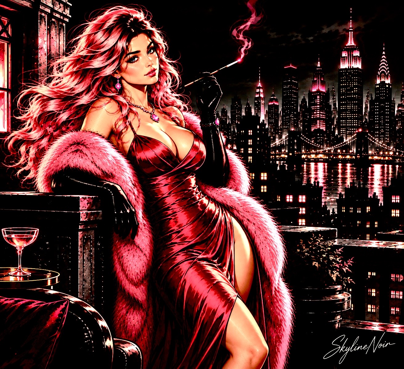SkylineNoir artwork: Pink Manhattan